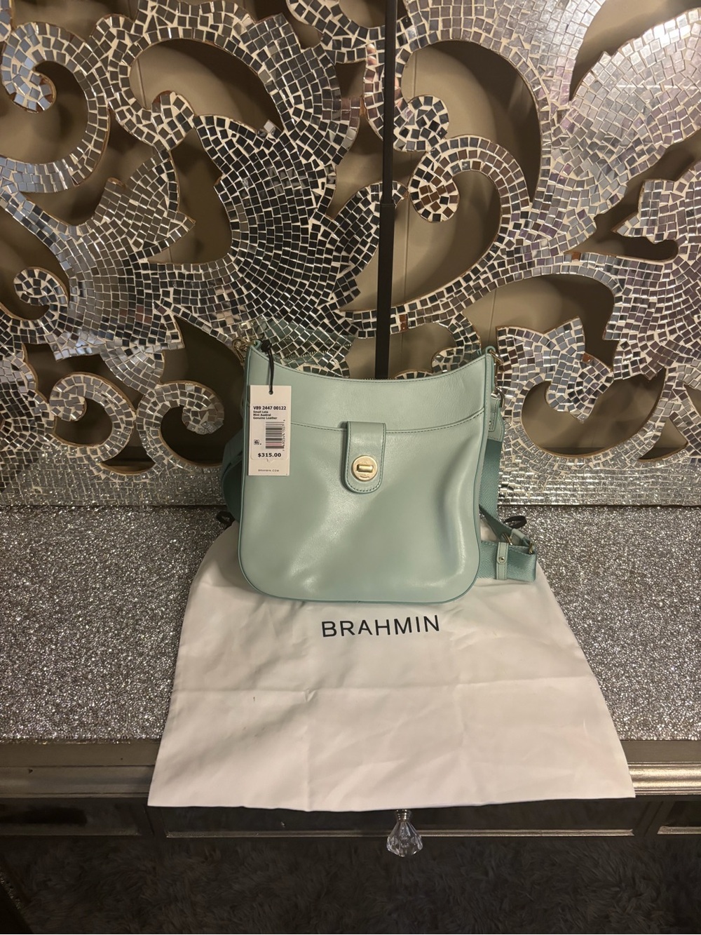 🎀Brahmin Small Leia Mint Austral Leather Crossbody Bag